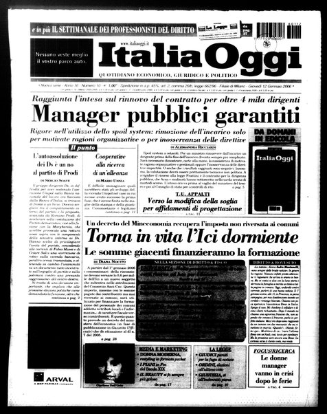 Italia oggi : quotidiano di economia finanza e politica